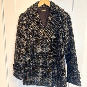 Trina Turk Tweed Double-Breasted Jacket Coat Size 2